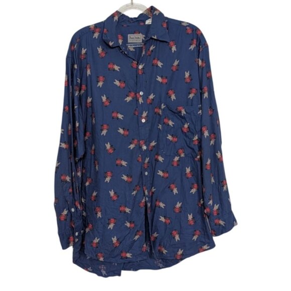 Vintage Paul Smith 2 Dog Shirt Mens Size Medium Blue Cotton Blend Button Front - Picture 1 of 11